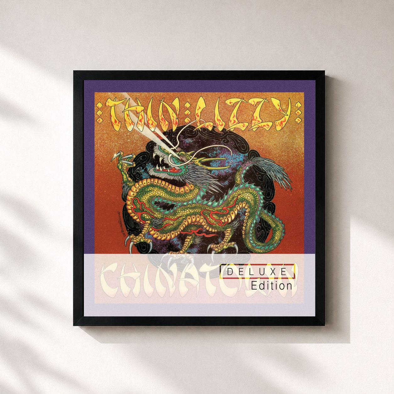#noir Tableau carré de l'album Chinatown (Deluxe Edition) de Thin Lizzy, cadre noir 32x32 cm