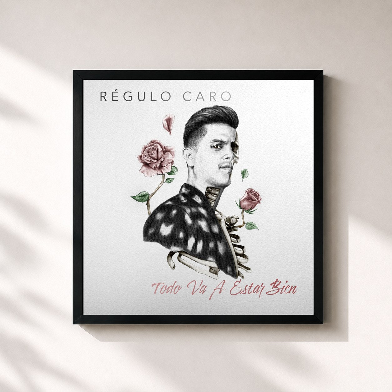 #noir Tableau carré de l'album Todo Va Estar Bien de Regulo Caro, cadre noir 32x32 cm