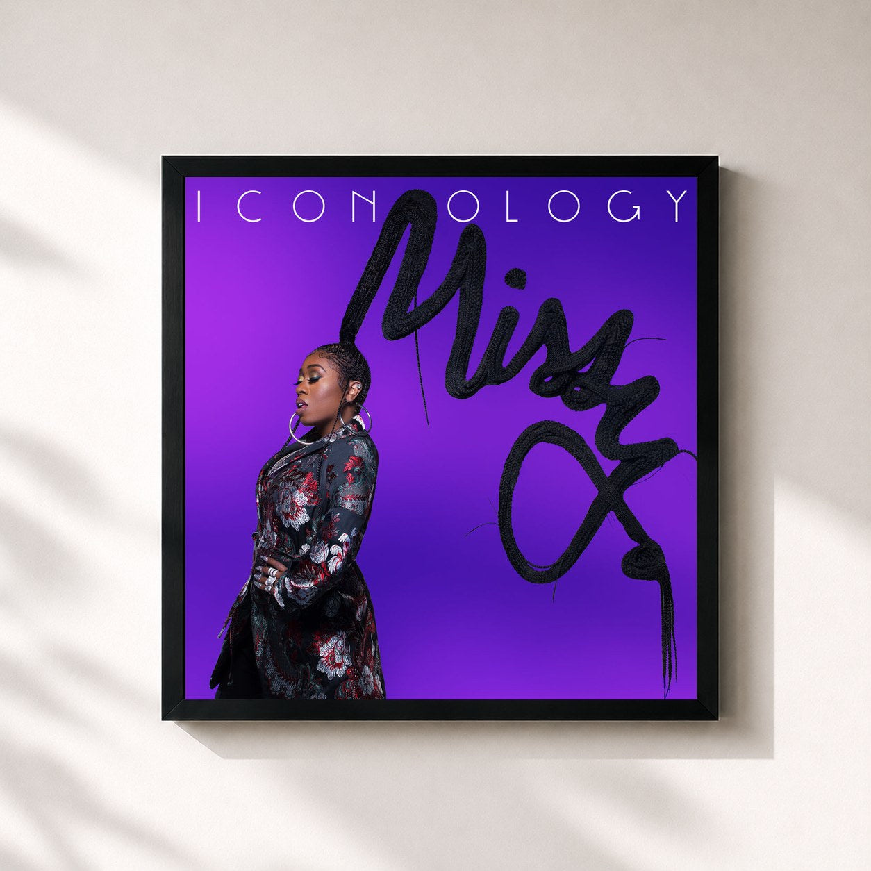 #noir Tableau carré de l'album ICONOLOGY de Missy Elliott, cadre noir 32x32 cm