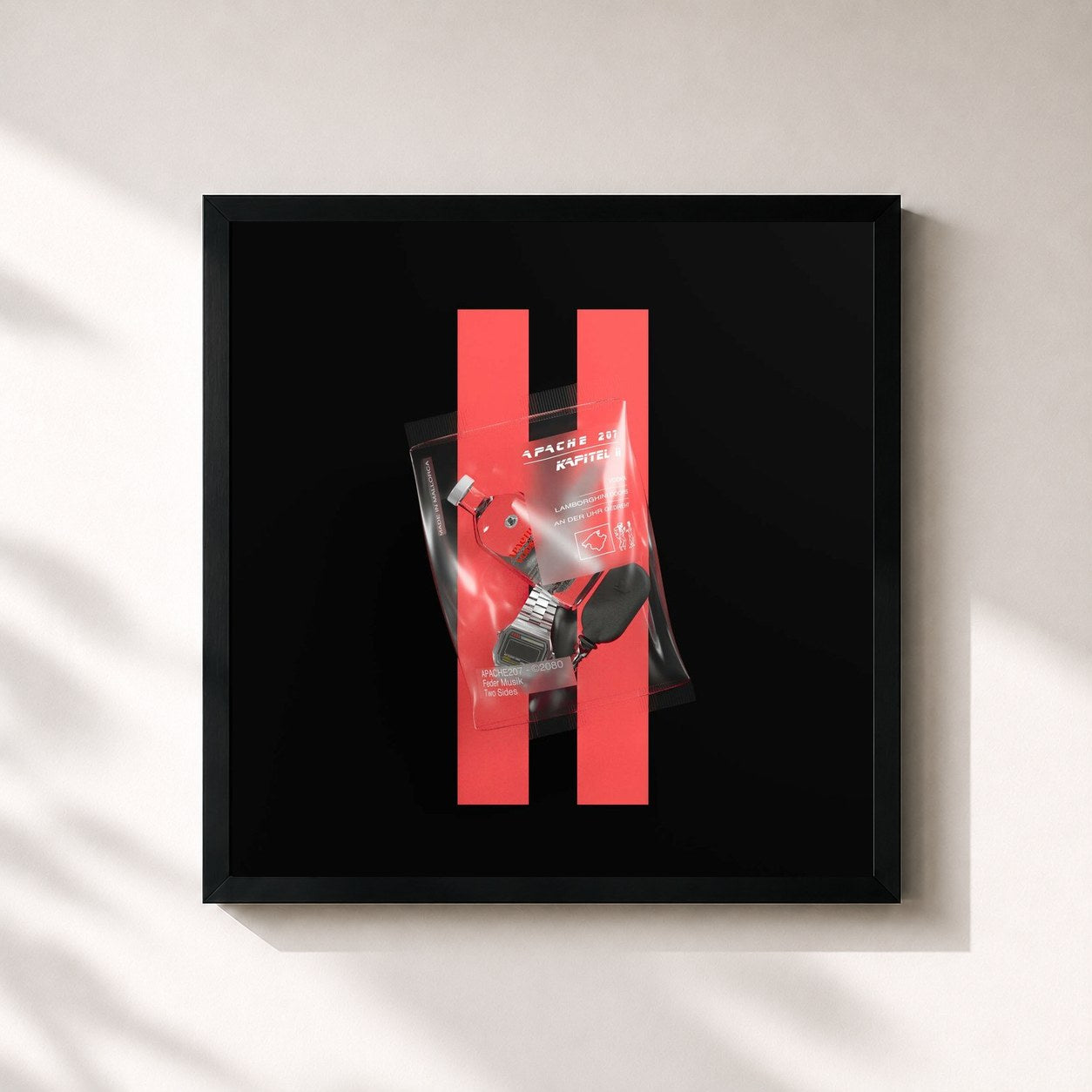 #noir Tableau carré de l'album Kapitel II Vodka (2sad2disco) de Apache 207, cadre noir 32x32 cm