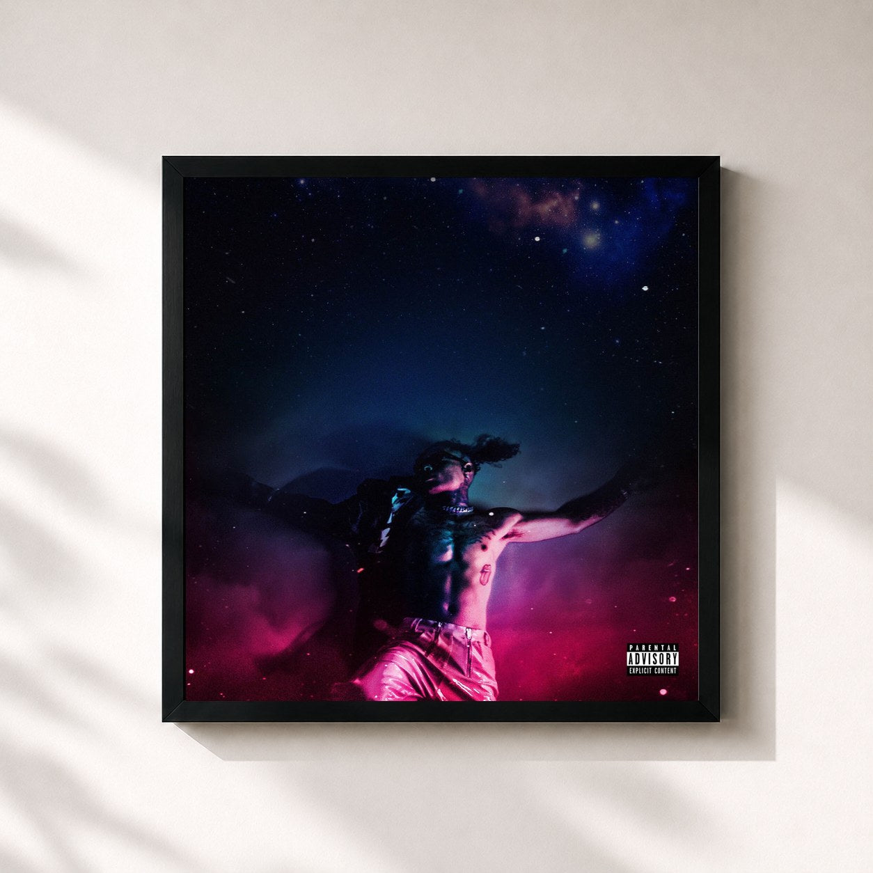 #noir Tableau carré de l'album Jupiter de Ronny J, cadre noir 32x32 cm