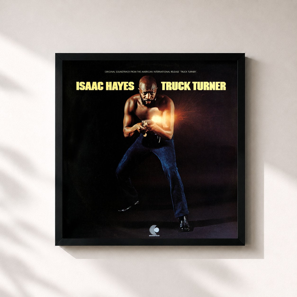 #noir Tableau carré de l'album Truck Turner (Original Motion Picture Soundtrack) de Isaac Hayes, cadre noir 32x32 cm