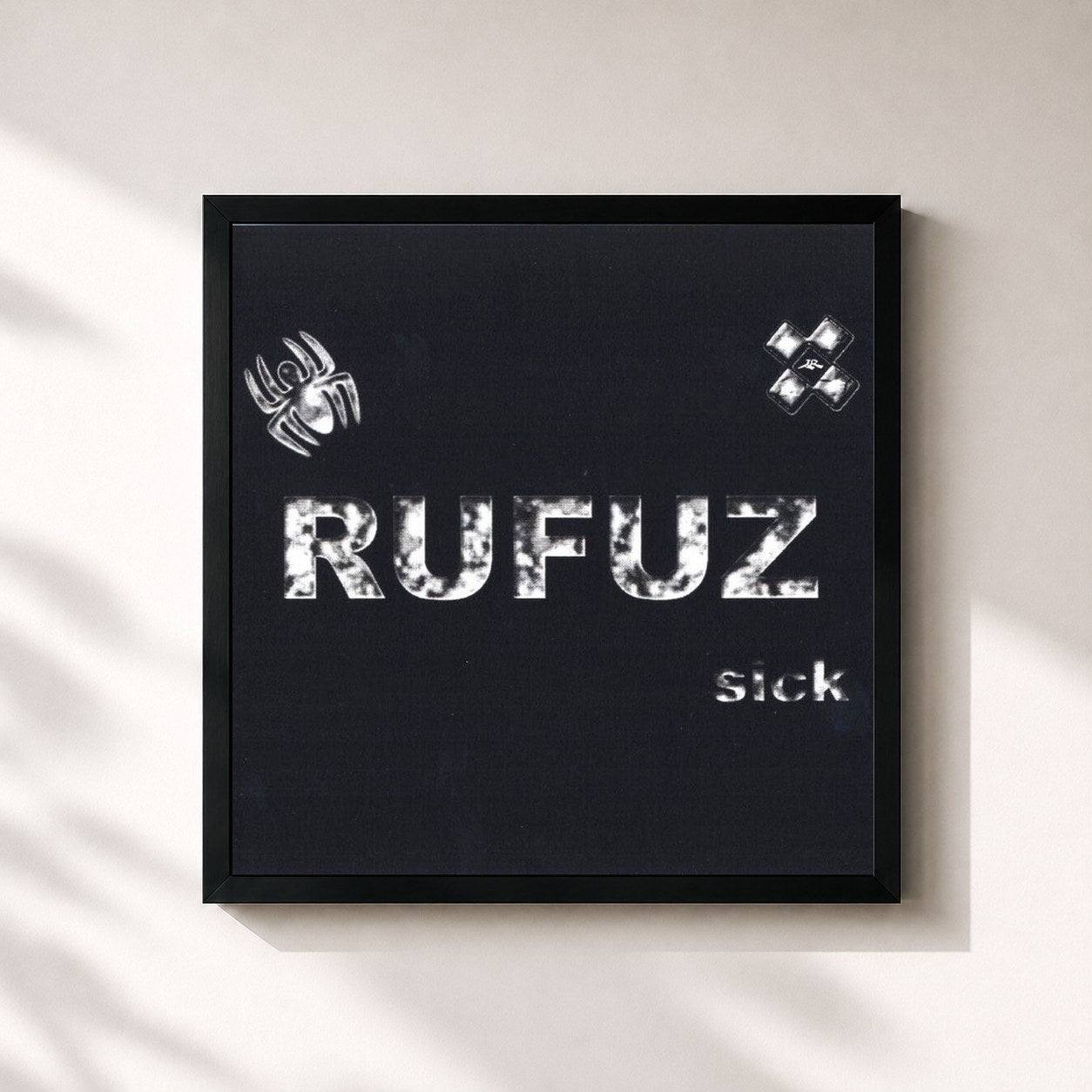#noir Tableau carré de l'album Sick de Rufuz, cadre noir 32x32 cm