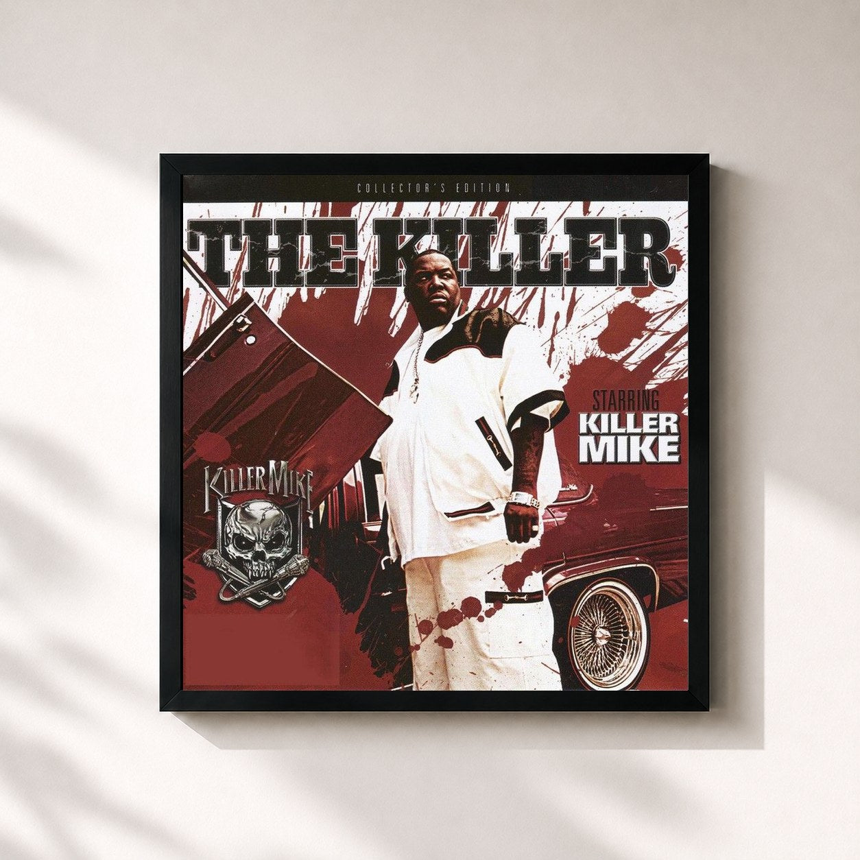 #noir Tableau carré de l'album The Killer de Killer Mike, cadre noir 32x32 cm