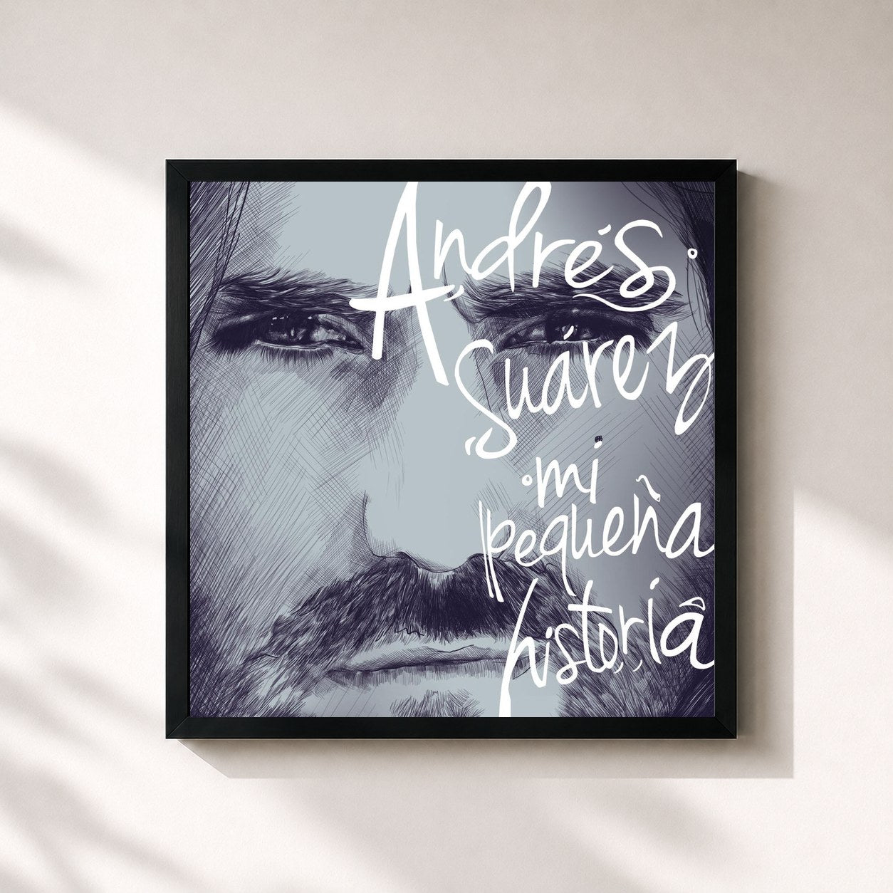 #noir Tableau carré de l'album Mi Pequeña Historia de Andrés Suárez, cadre noir 32x32 cm