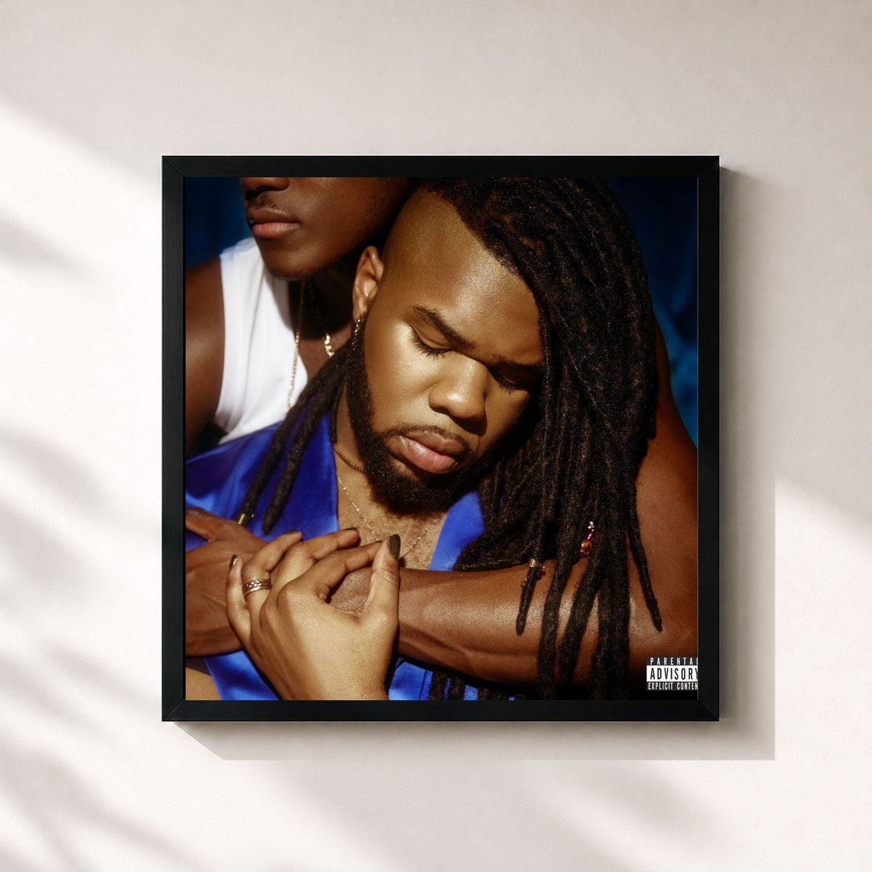 #noir Tableau carré de l'album Language de MNEK, cadre noir 32x32 cm