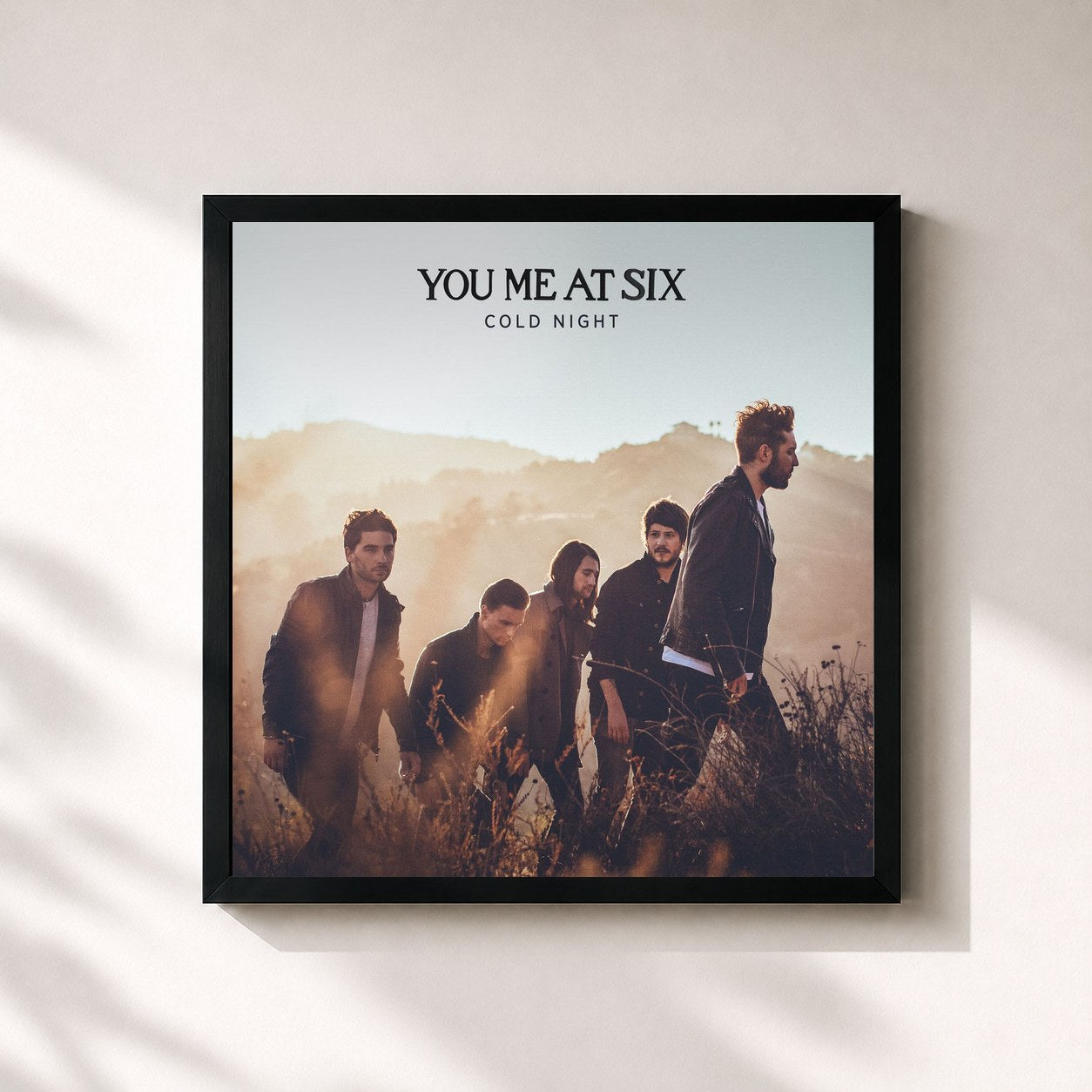 #noir Tableau carré de l'album Cold Night de You Me At Six, cadre noir 32x32 cm