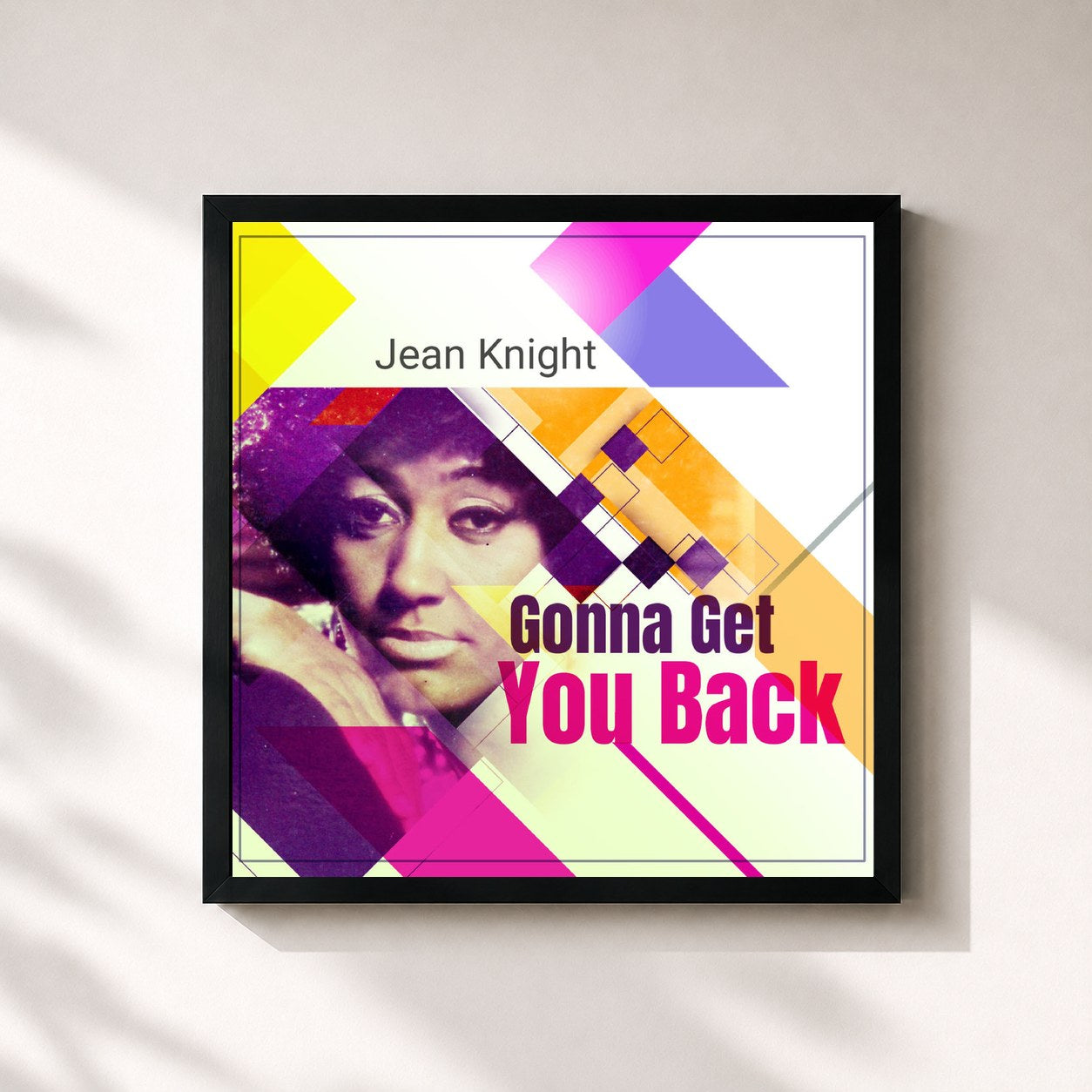#noir Tableau carré de l'album Gonna Get You Back de Jean Knight, cadre noir 32x32 cm