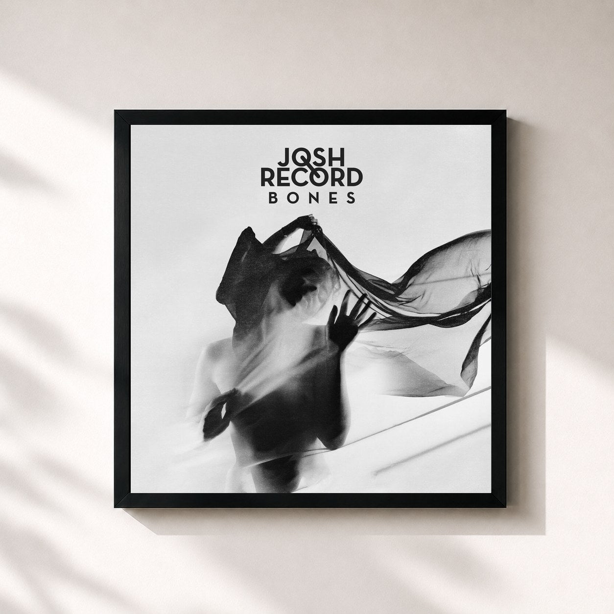 #noir Tableau carré de l'album Bones de Josh Record, cadre noir 32x32 cm