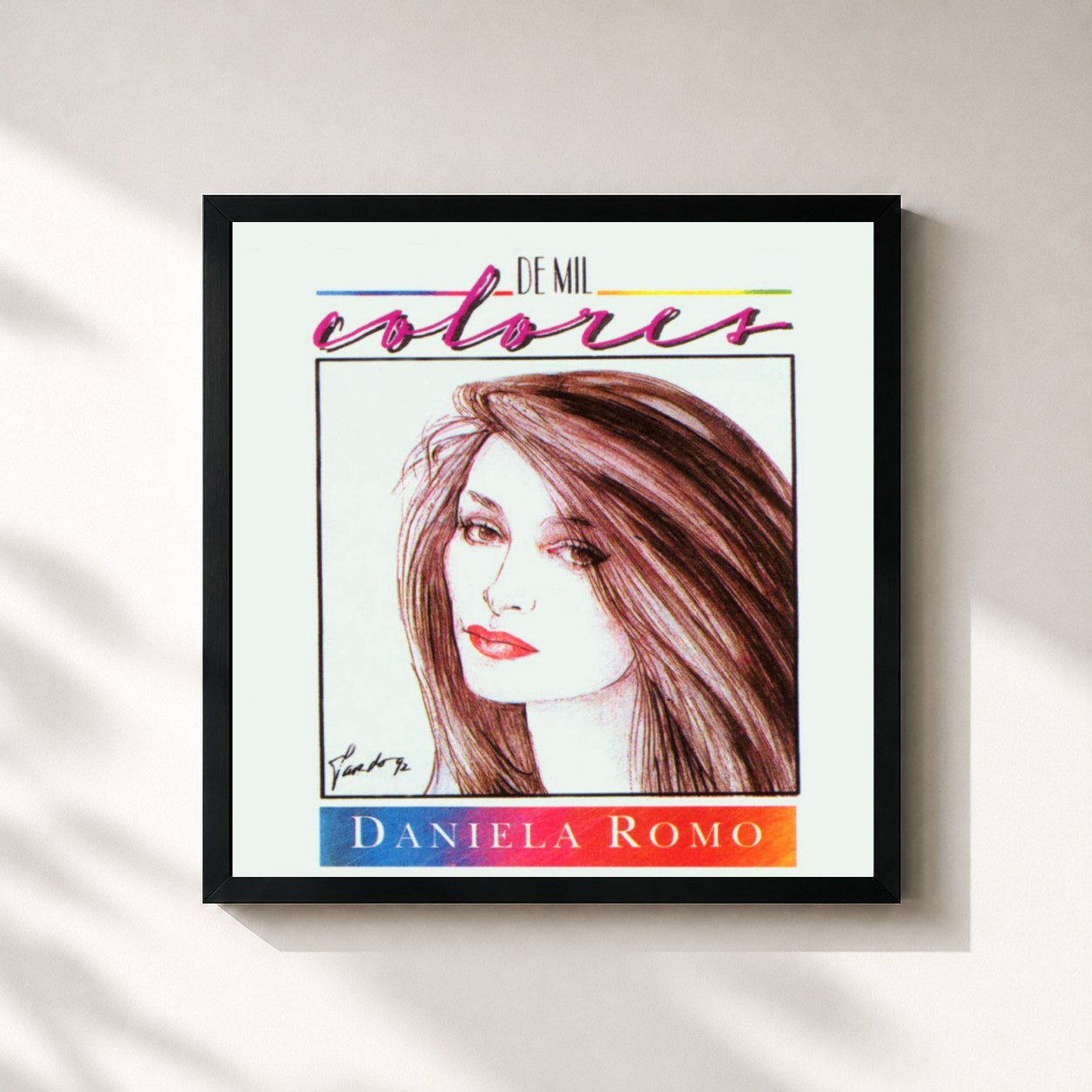 #noir Tableau carré de l'album De Mil Colores de Daniela Romo, cadre noir 32x32 cm