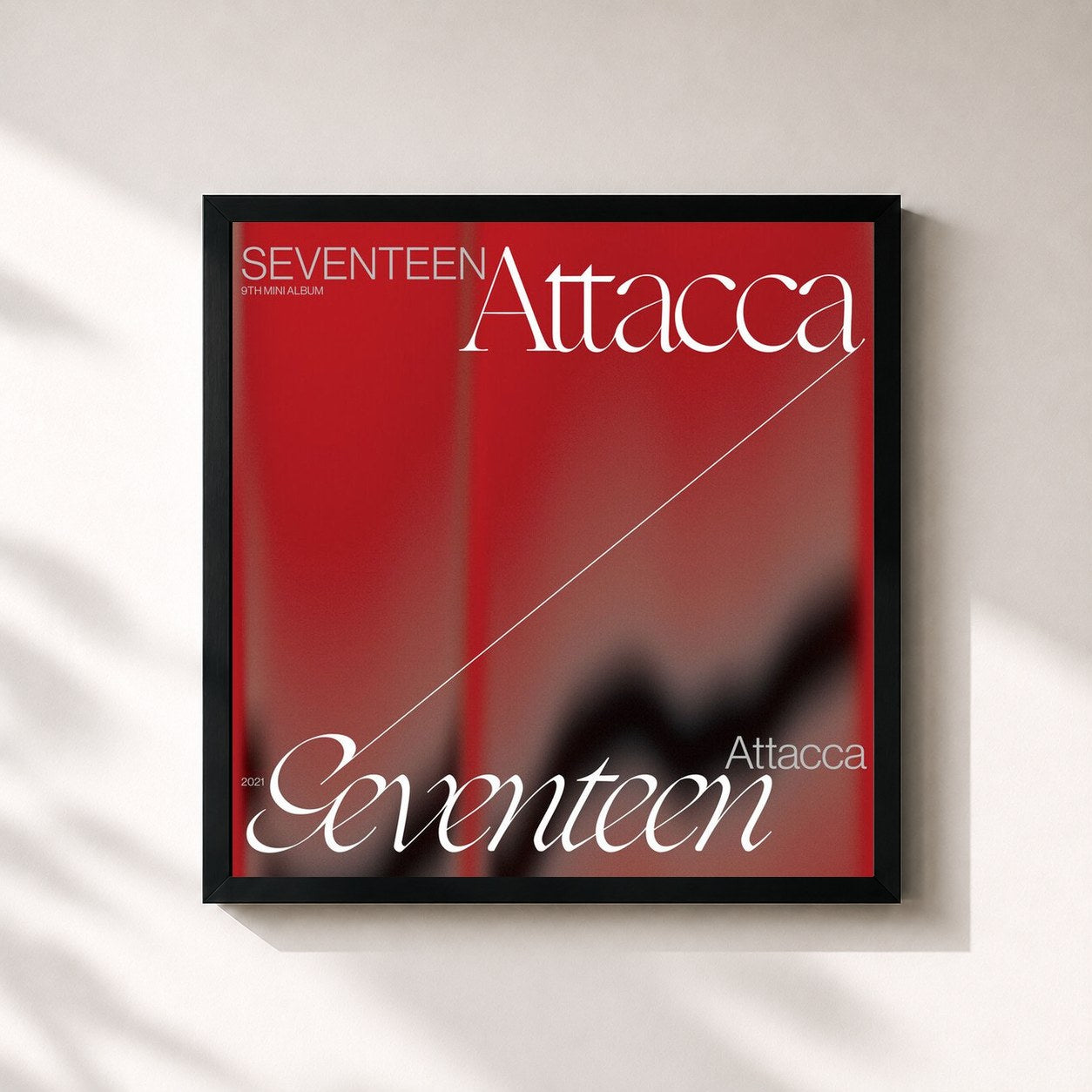 #noir Tableau carré de l'album Attacca de SEVENTEEN, cadre noir 32x32 cm
