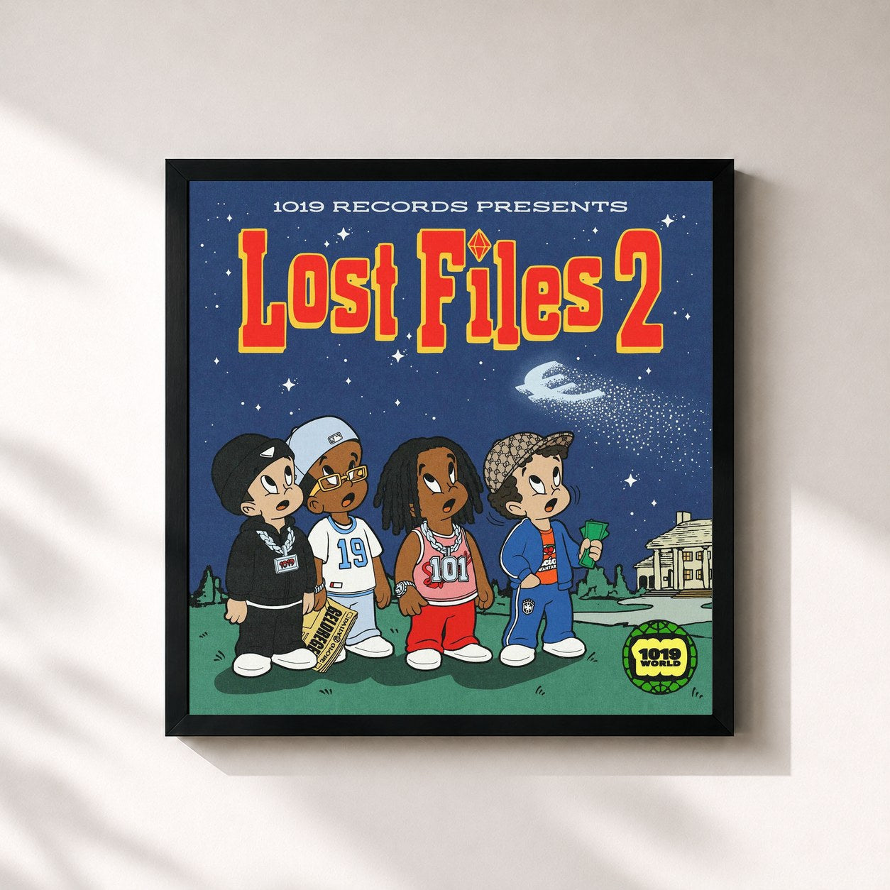 #noir Tableau carré de l'album Lost Files 2 de 1019, cadre noir 32x32 cm