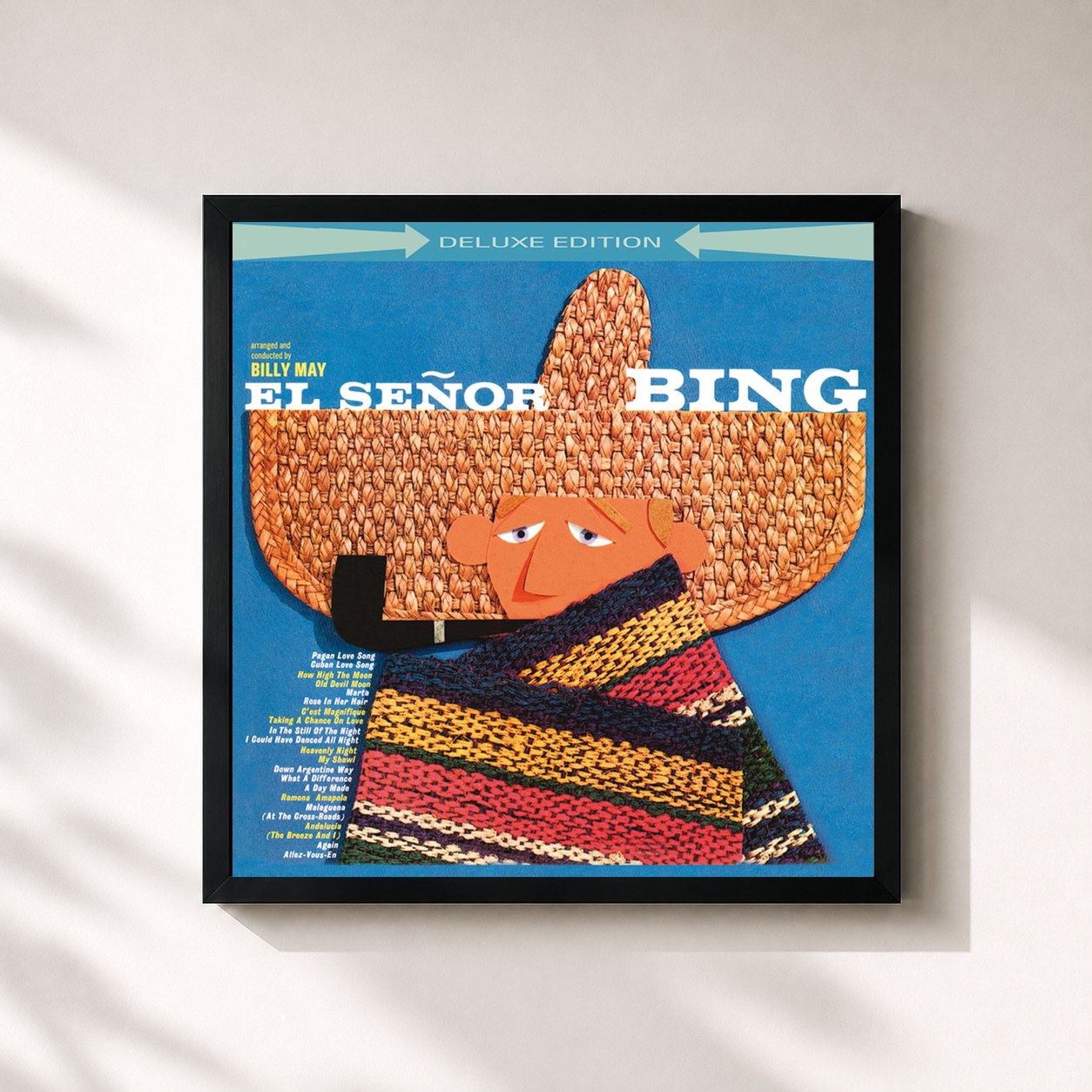 #noir Tableau carré de l'album El Señor Bing (Deluxe Edition) de Bing Crosby, cadre noir 32x32 cm