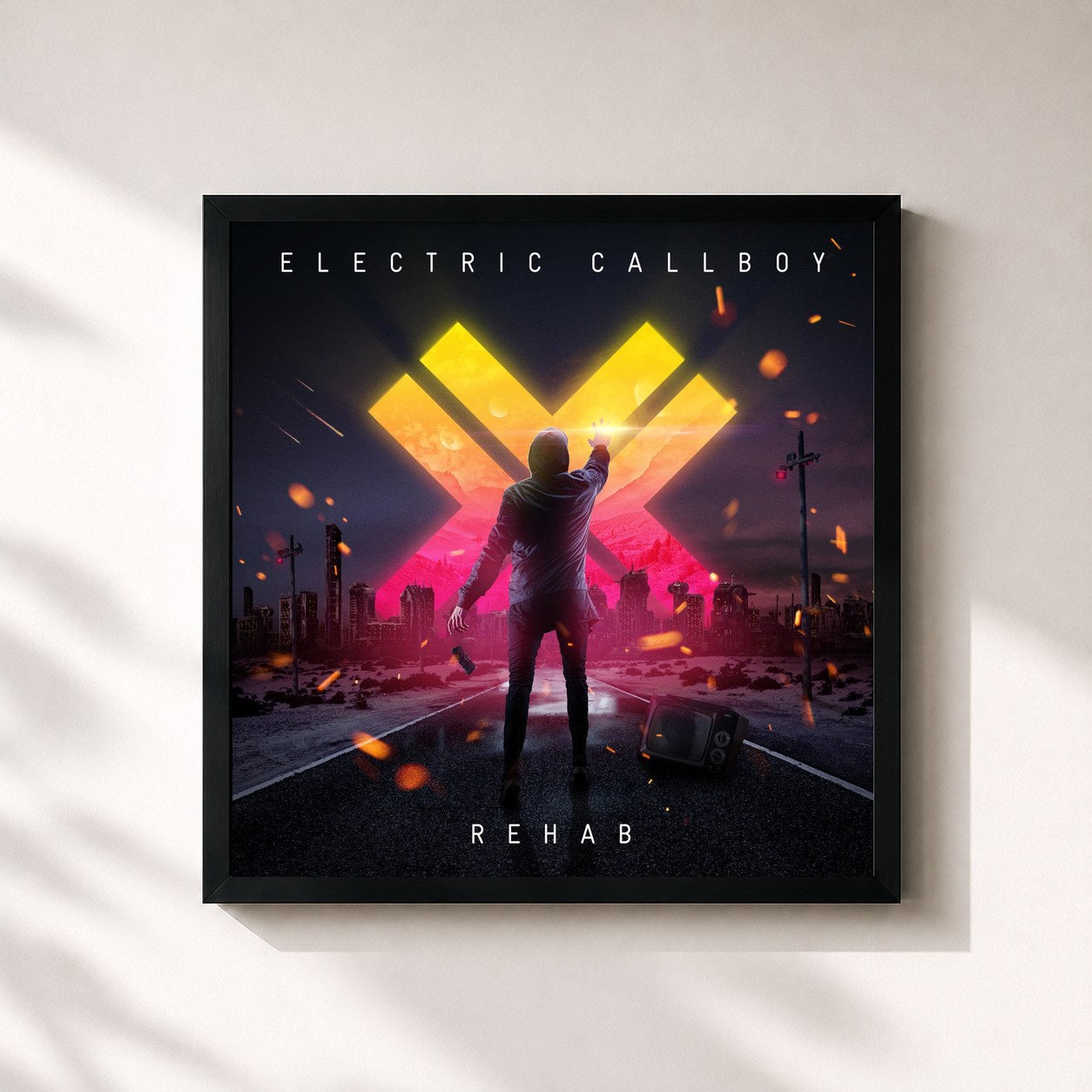#noir Tableau carré de l'album Rehab (Bonus Tracks Version) de Electric Callboy, cadre noir 32x32 cm