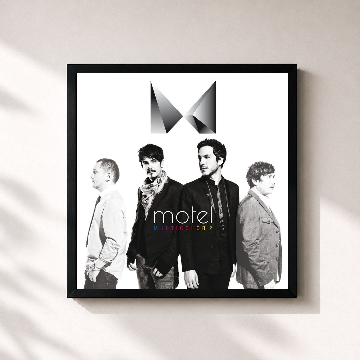 #noir Tableau carré de l'album Multicolor 2 de MOTEL, cadre noir 32x32 cm
