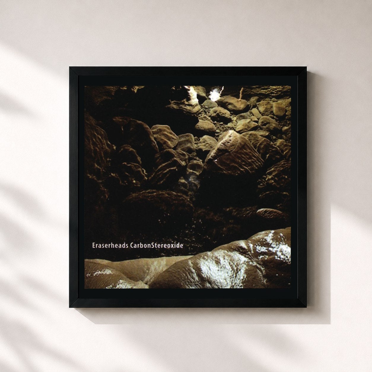#noir Tableau carré de l'album Carbon Stereoxide de Eraserheads, cadre noir 32x32 cm