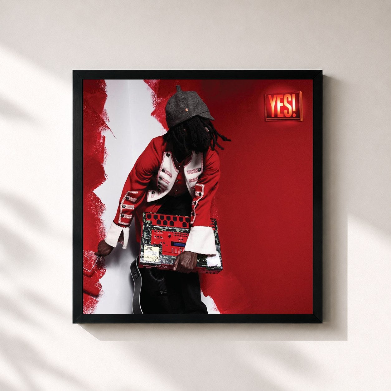#noir Tableau carré de l'album Yes! de k-os, cadre noir 32x32 cm