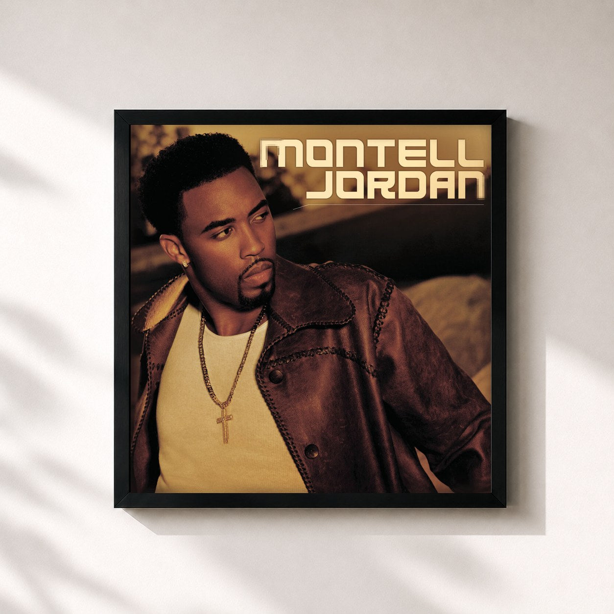 #noir Tableau carré de l'album Montell Jordan de Montell Jordan, cadre noir 32x32 cm