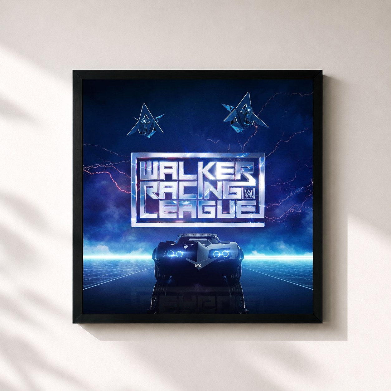 #noir Tableau carré de l'album Walker Racing League de Alan Walker, cadre noir 32x32 cm