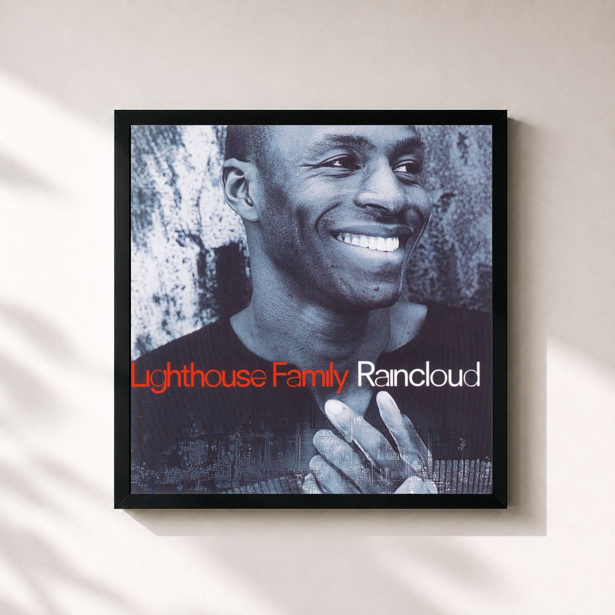 #noir Tableau carré de l'album Raincloud de Lighthouse Family, cadre noir 32x32 cm