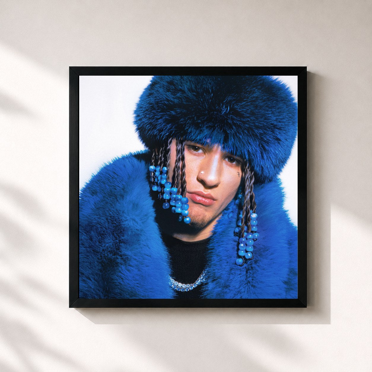 #noir Tableau carré de l'album BLUE TAPE de Rondodasosa, cadre noir 32x32 cm