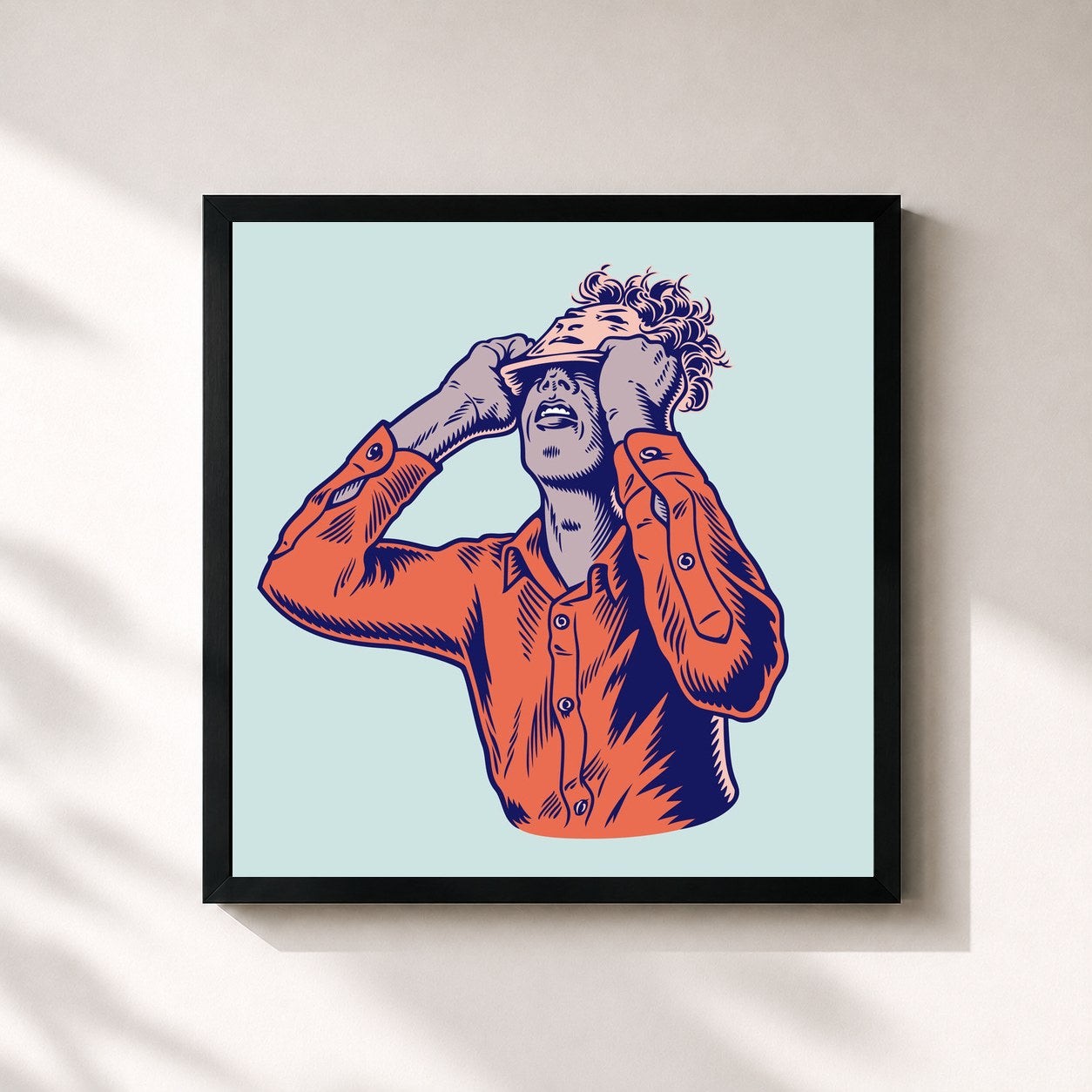 #noir Tableau carré de l'album II de Moderat, cadre noir 32x32 cm