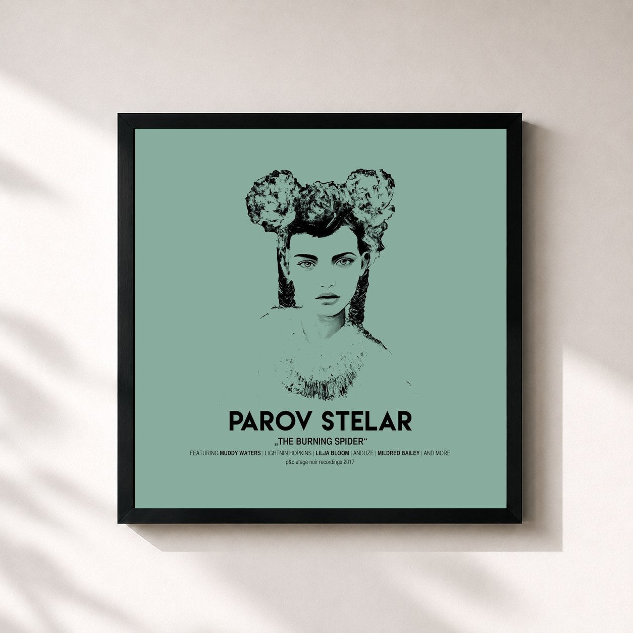 #noir Tableau carré de l'album The Burning Spider de Parov Stelar, cadre noir 32x32 cm