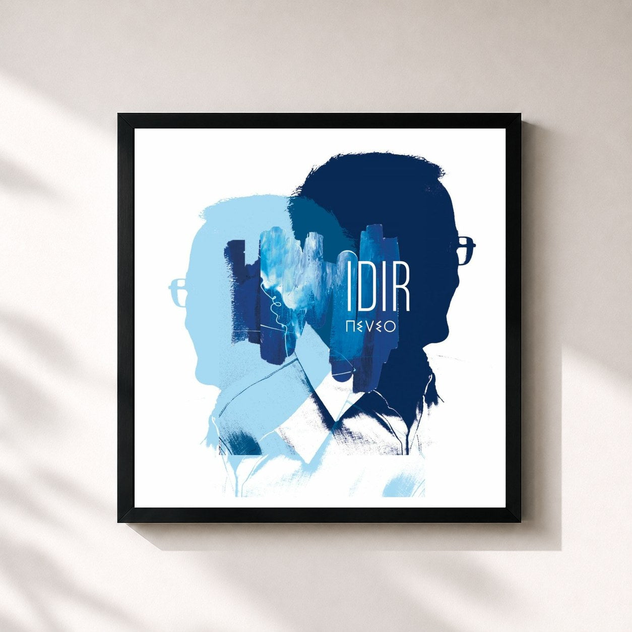 #noir Tableau carré de l'album Idir de Idir, cadre noir 32x32 cm