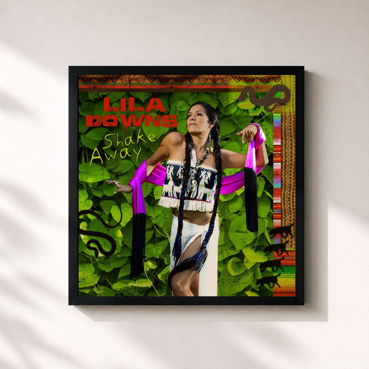 #noir Tableau carré de l'album Shake Away de Lila Downs, cadre noir 32x32 cm