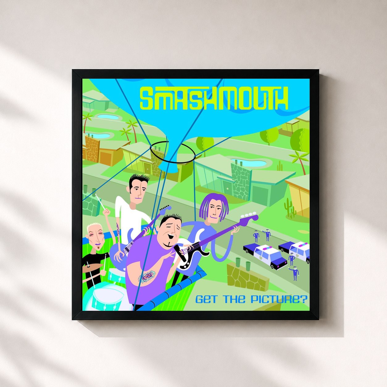 #noir Tableau carré de l'album Get The Picture de Smash Mouth, cadre noir 32x32 cm