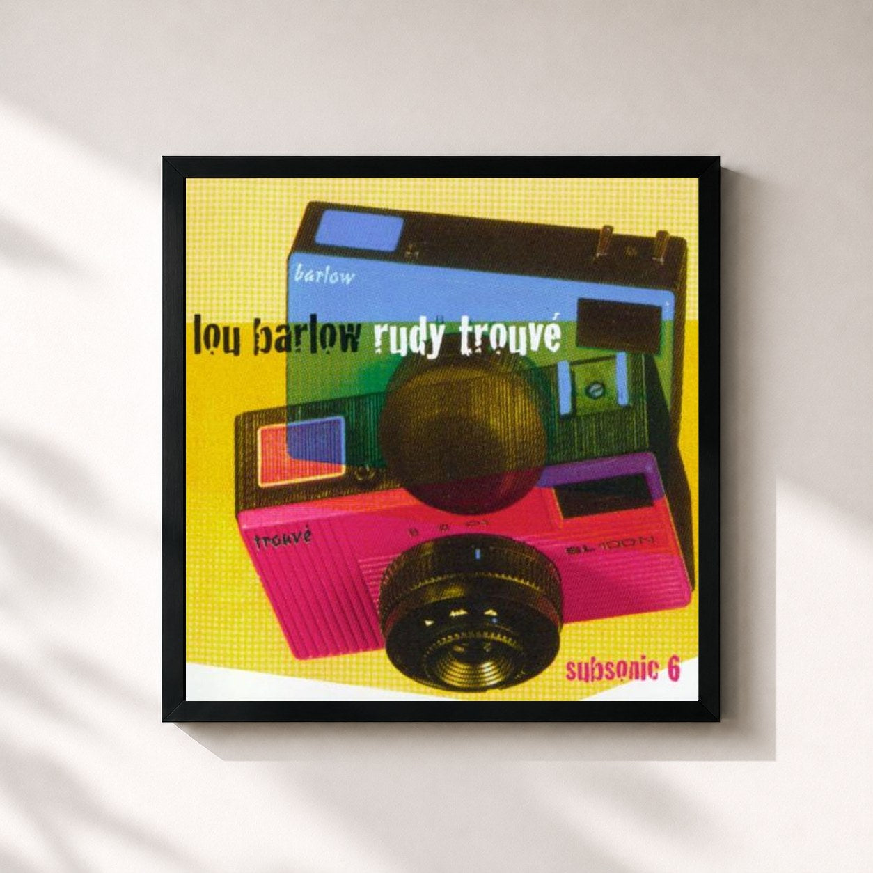 #noir Tableau carré de l'album Subsonic 6 de Lou Barlow, cadre noir 32x32 cm