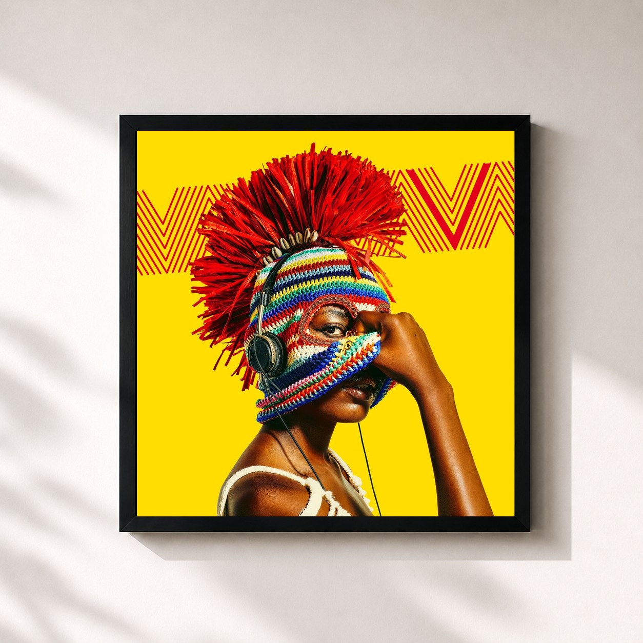 #noir Tableau carré de l'album V de Mannarino, cadre noir 32x32 cm