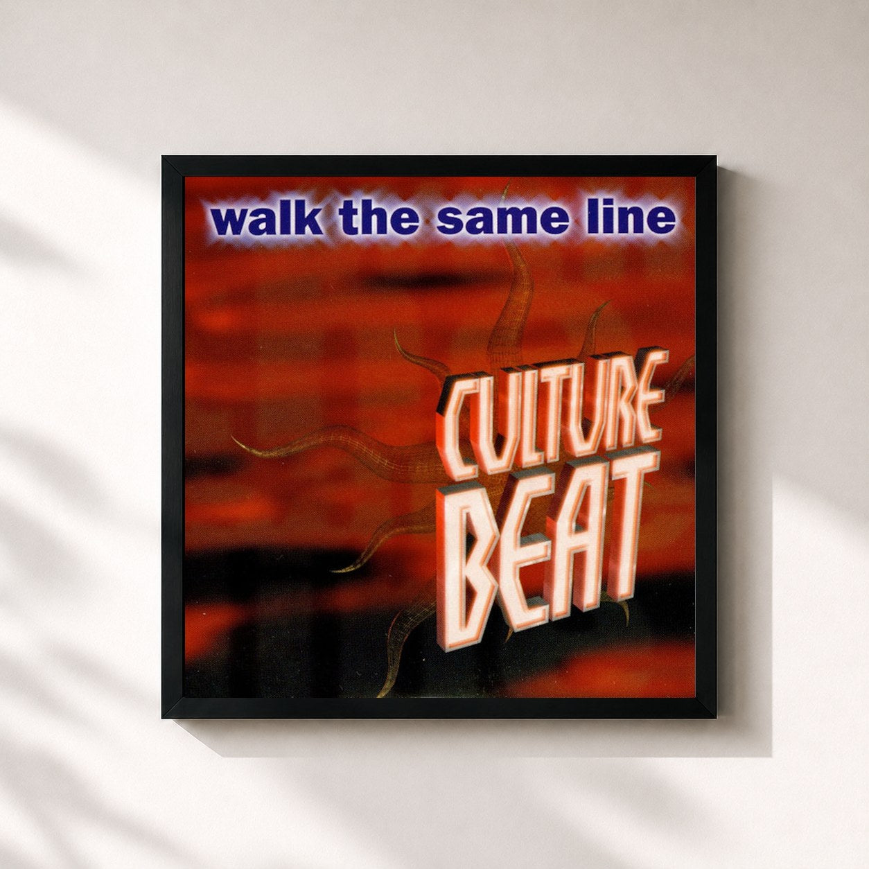 #noir Tableau carré de l'album Walk the Same Line de Culture Beat, cadre noir 32x32 cm