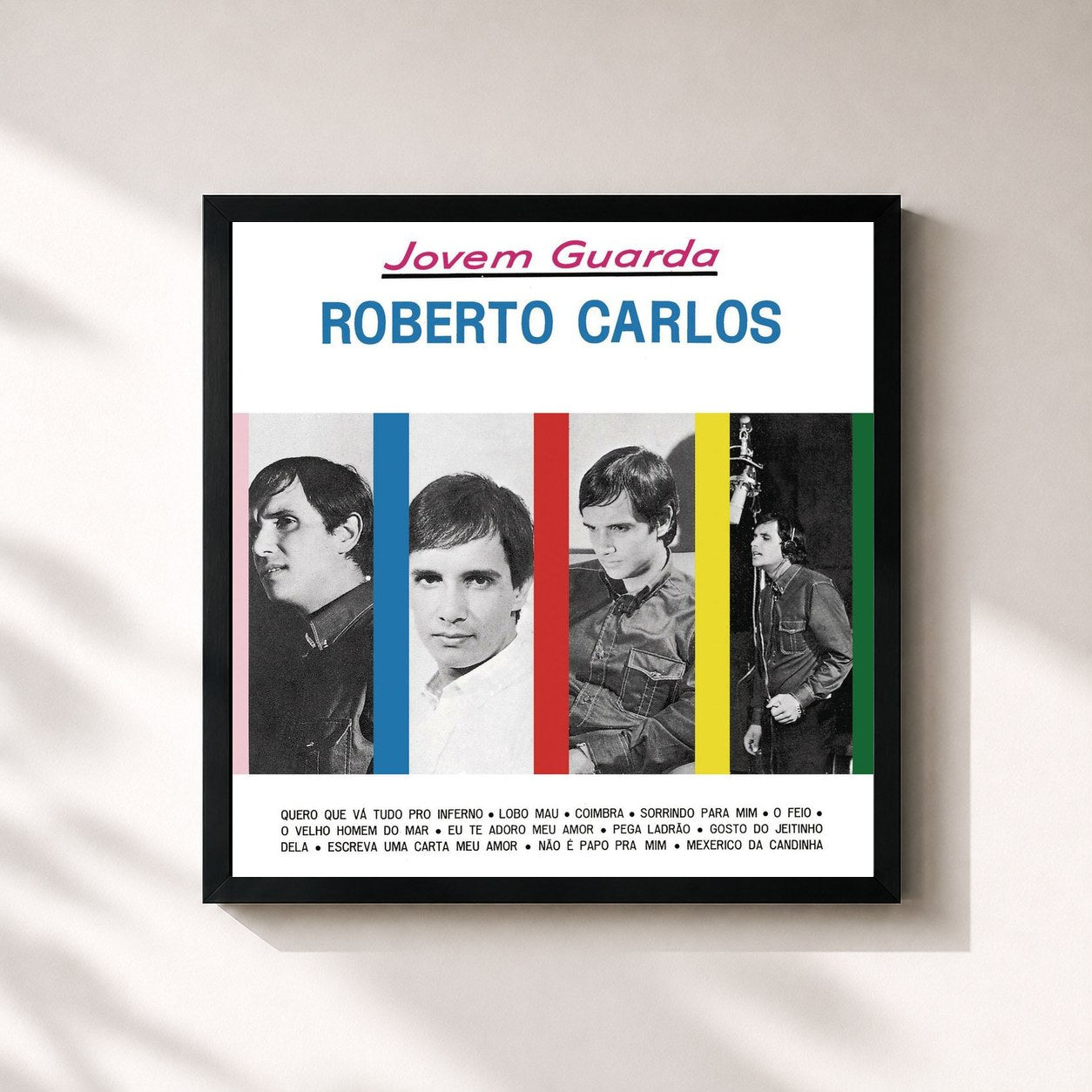 #noir Tableau carré de l'album Jovem Guarda (Remasterizado) de Roberto Carlos, cadre noir 32x32 cm