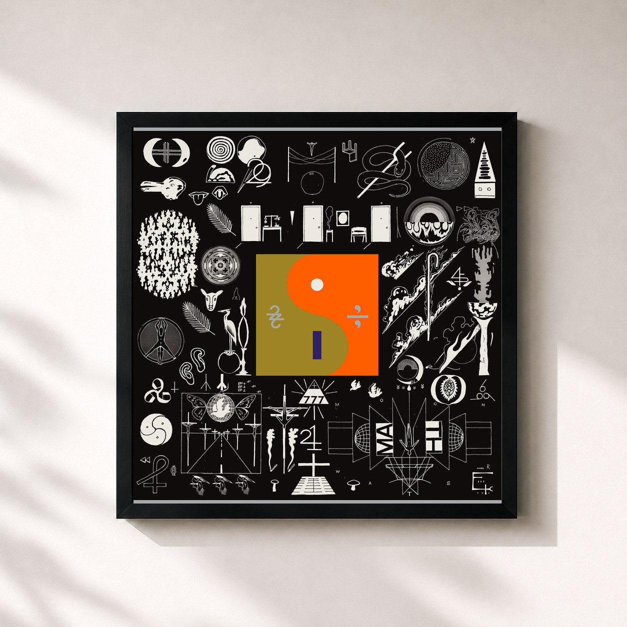 #noir Tableau carré de l'album 22, A Million de Bon Iver, cadre noir 32x32 cm