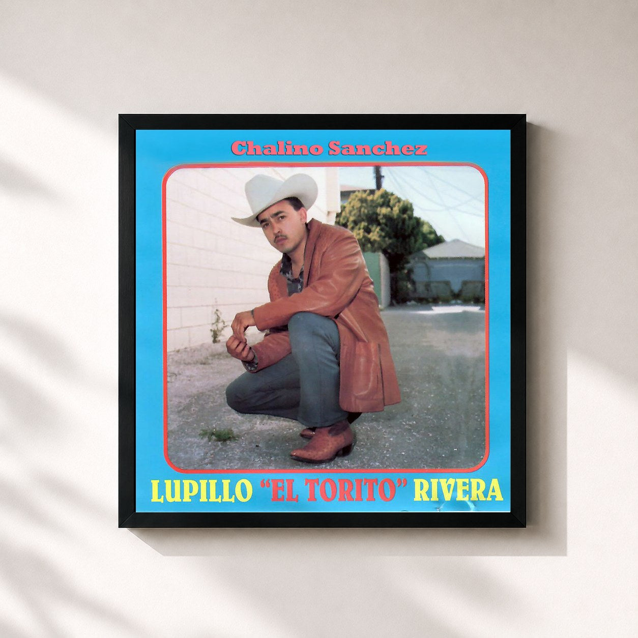 #noir Tableau carré de l'album Chalino Sanchez de Lupillo Rivera, cadre noir 32x32 cm