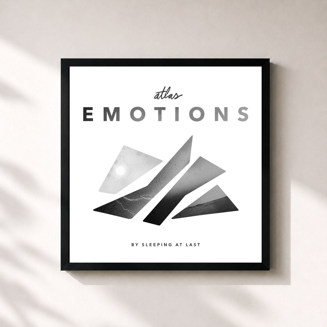 #noir Tableau carré de l'album Atlas: Emotions de Sleeping At Last, cadre noir 32x32 cm