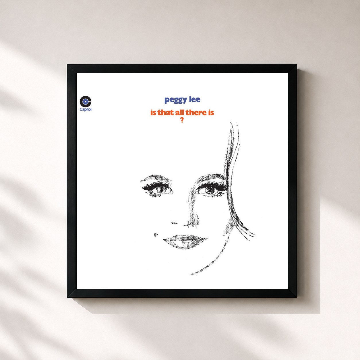 #noir Tableau carré de l'album Is That All There Is? de Peggy Lee, cadre noir 32x32 cm
