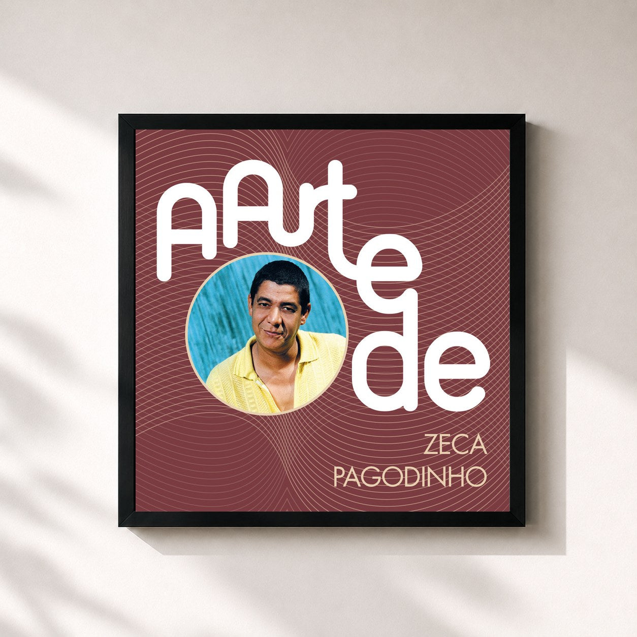 #noir Tableau carré de l'album A Arte De Zeca Pagodinho de Zeca Pagodinho, cadre noir 32x32 cm