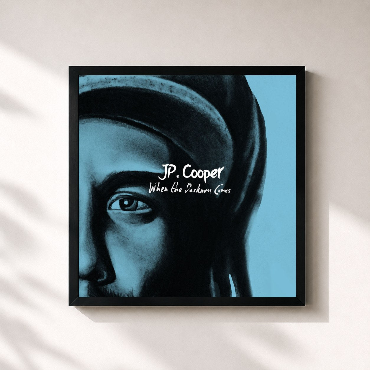 #noir Tableau carré de l'album When The Darkness Comes de JP Cooper, cadre noir 32x32 cm