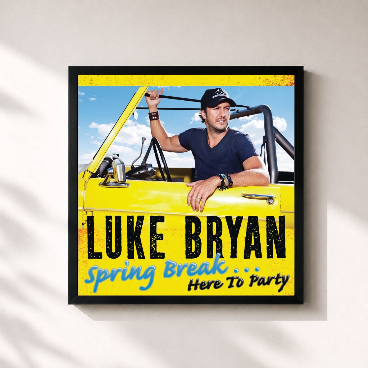 #noir Tableau carré de l'album Spring Break...Here To Party de Luke Bryan, cadre noir 32x32 cm