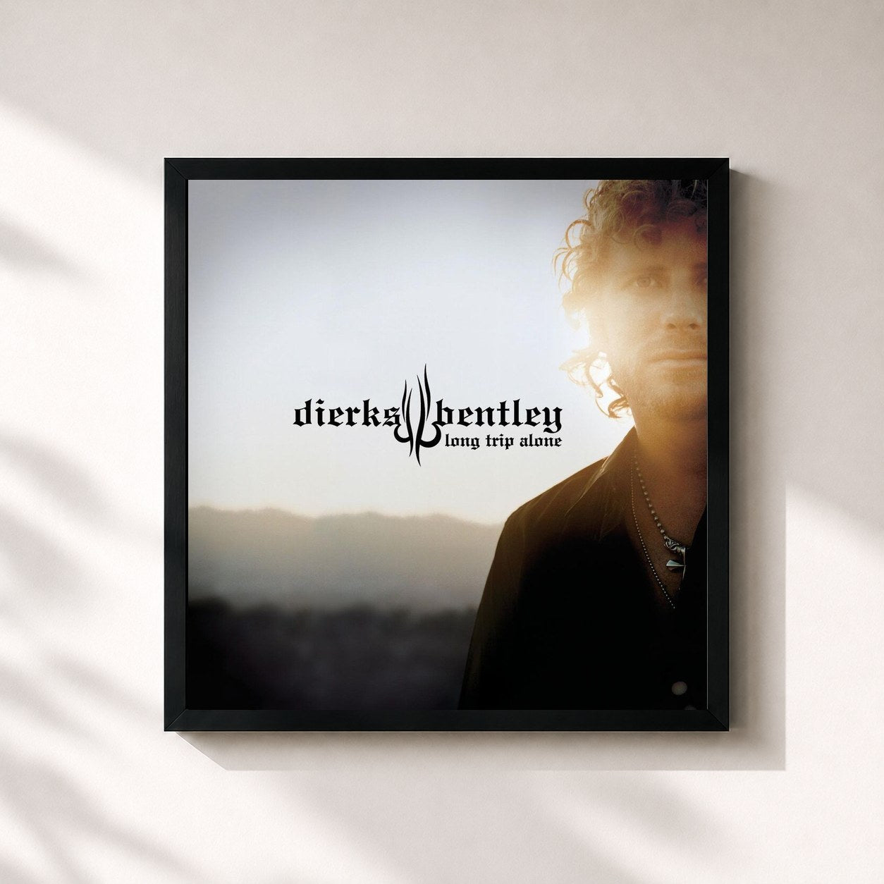 #noir Tableau carré de l'album Long Trip Alone de Dierks Bentley, cadre noir 32x32 cm
