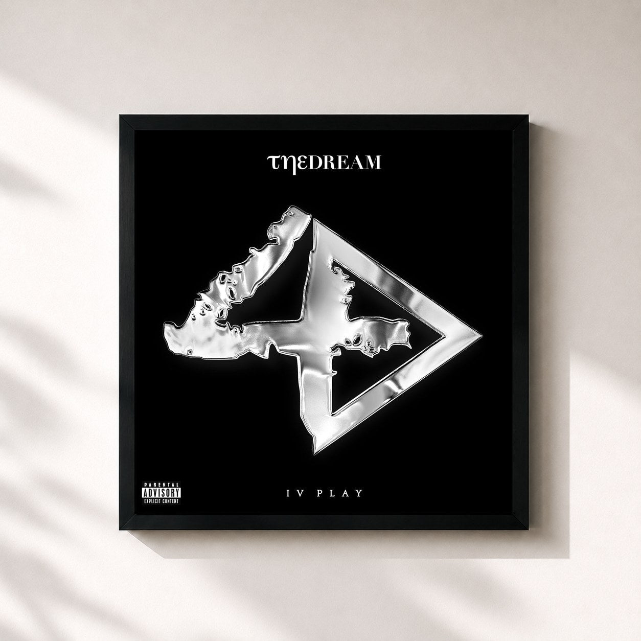 #noir Tableau carré de l'album IV Play de THE-DREAM, cadre noir 32x32 cm
