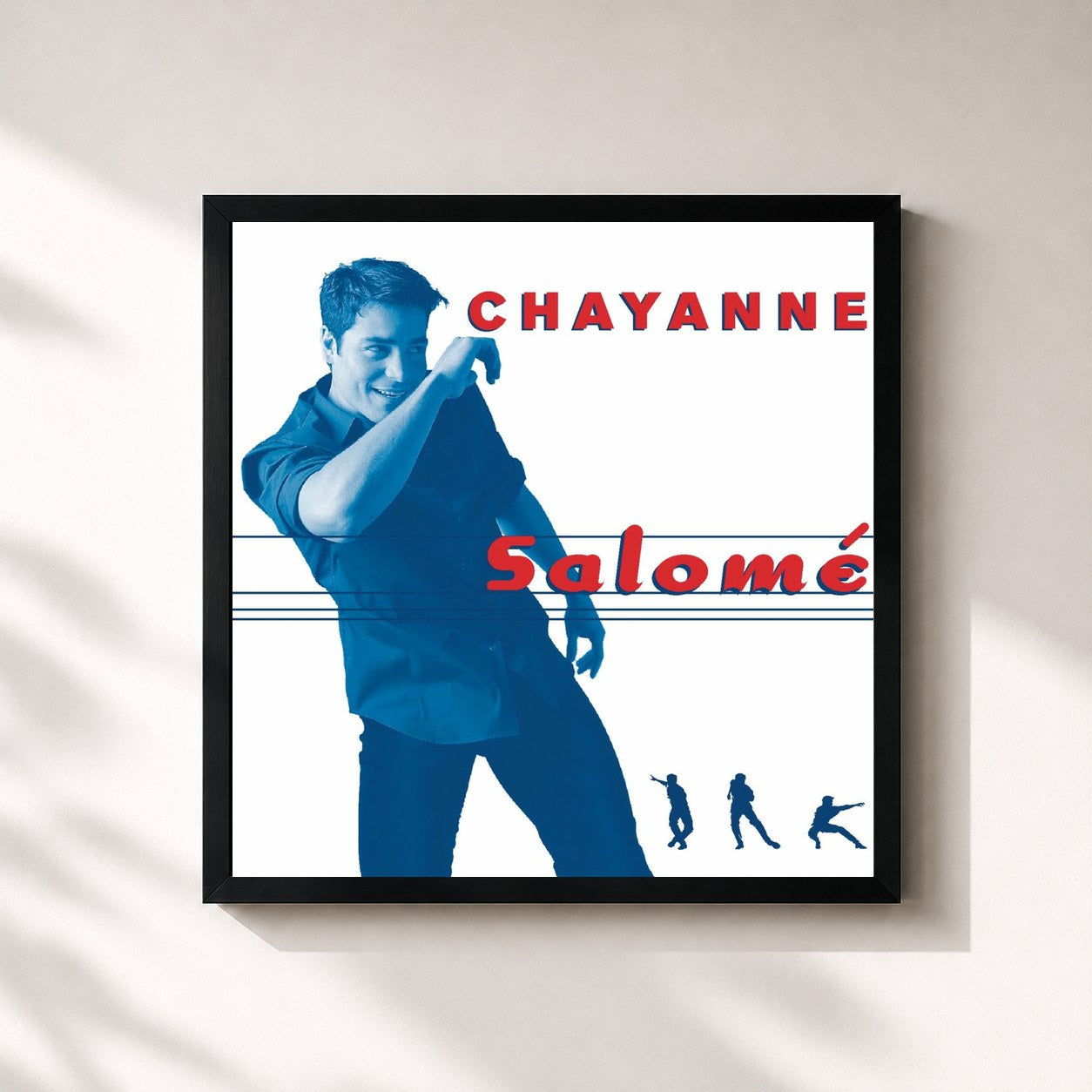 #noir Tableau carré de l'album Salomé de Chayanne, cadre noir 32x32 cm