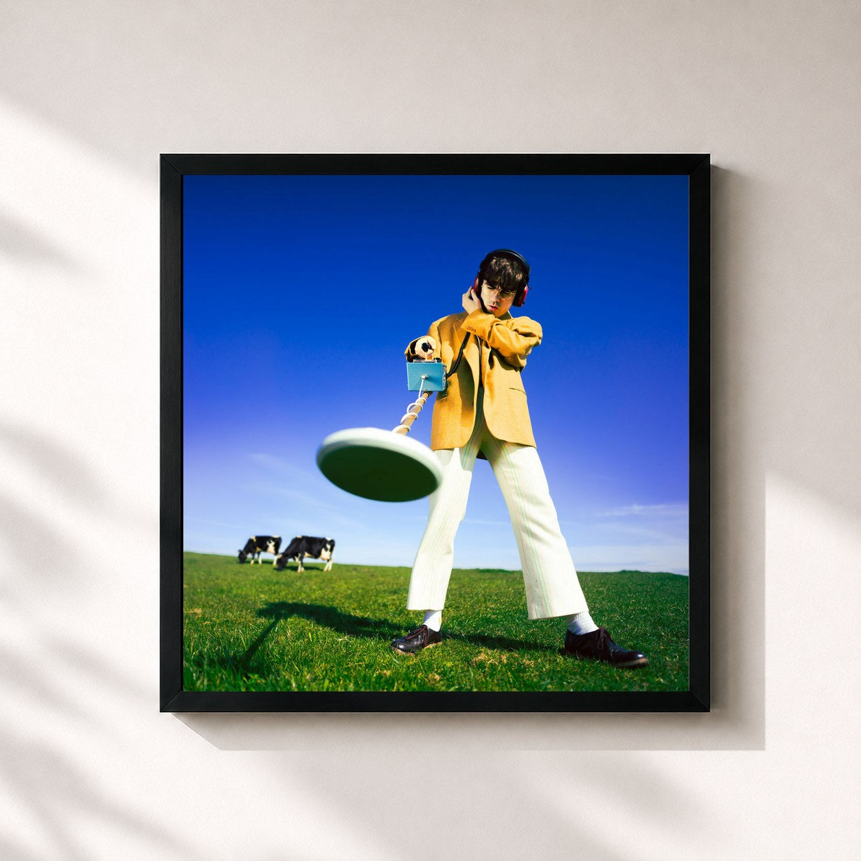 #noir Tableau carré de l'album What Happened to the Beach? de Declan McKenna, cadre noir 32x32 cm