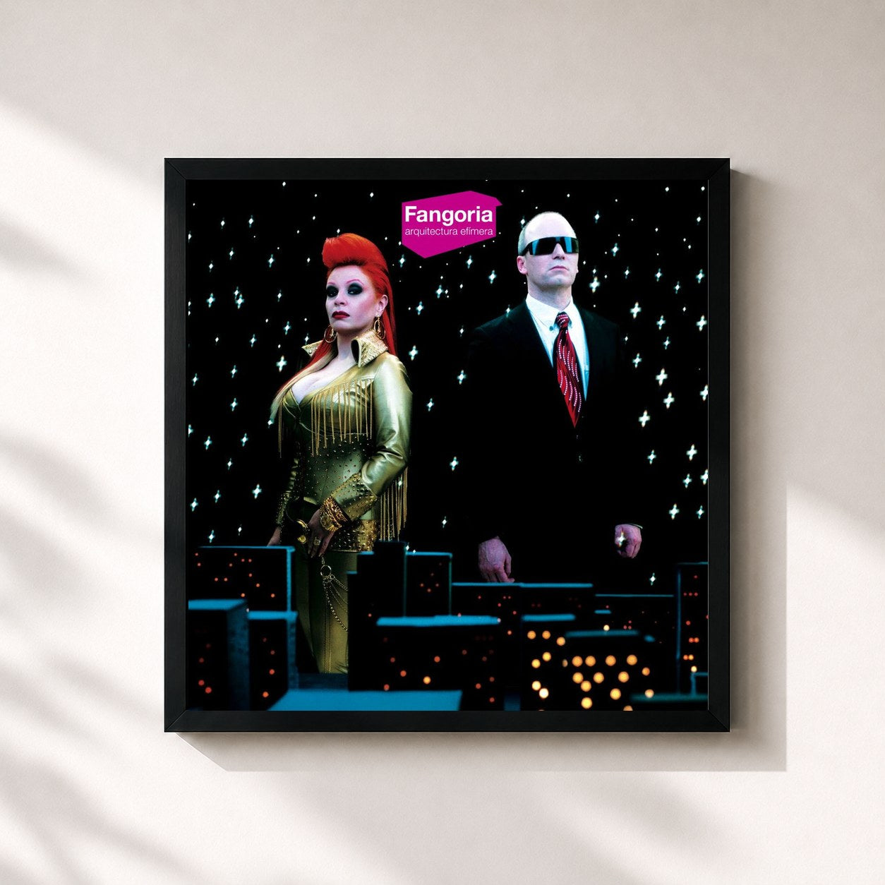 #noir Tableau carré de l'album Arquitectura Efimera de Fangoria, cadre noir 32x32 cm