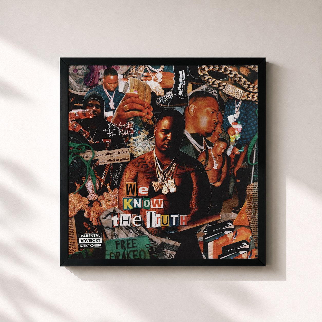 #noir Tableau carré de l'album We Know the Truth (Deluxe) de Drakeo the Ruler, cadre noir 32x32 cm