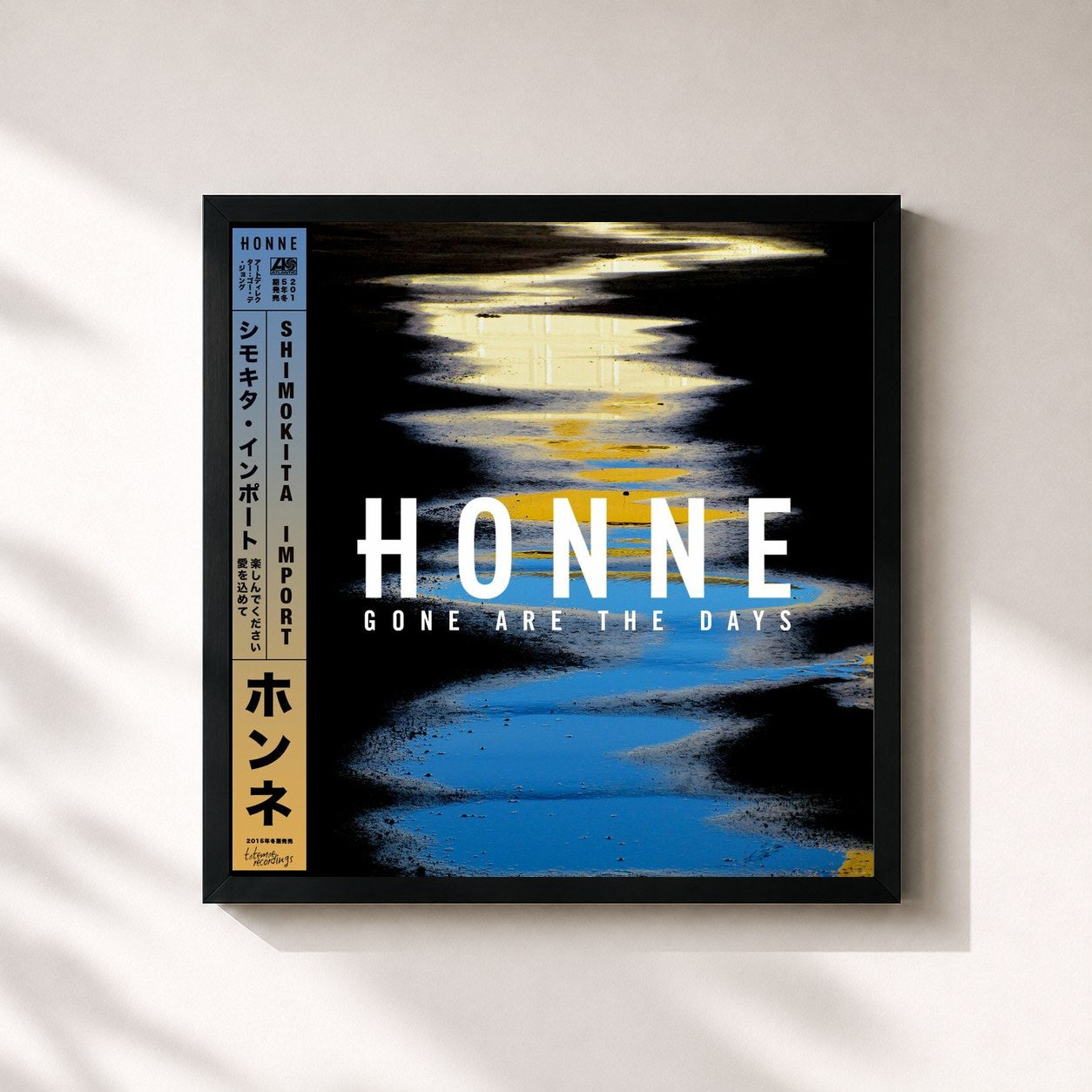 #noir Tableau carré de l'album Gone Are the Days (Shimokita Import) de HONNE, cadre noir 32x32 cm