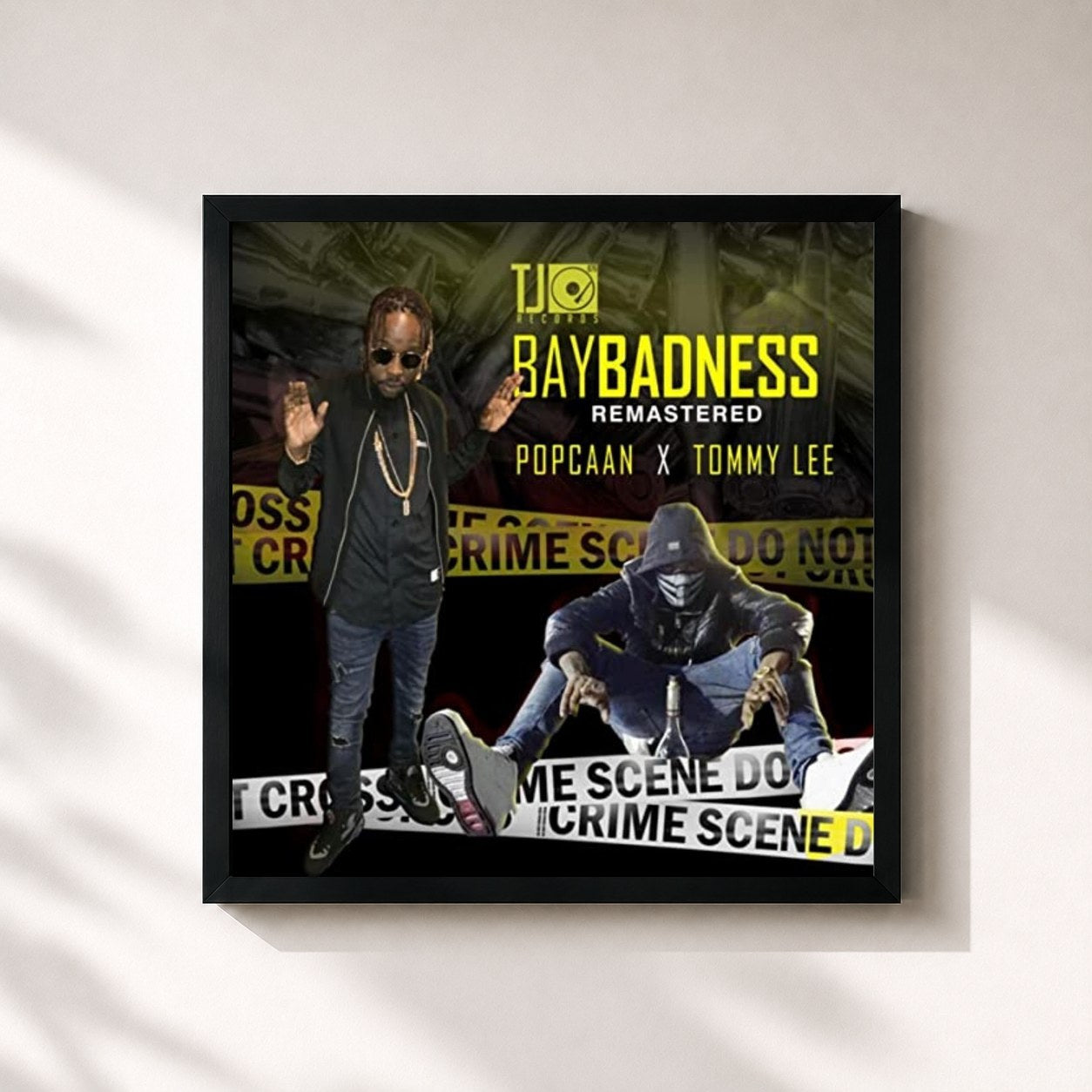 #noir Tableau carré de l'album Bay Badness (Remastered) de Popcaan, cadre noir 32x32 cm