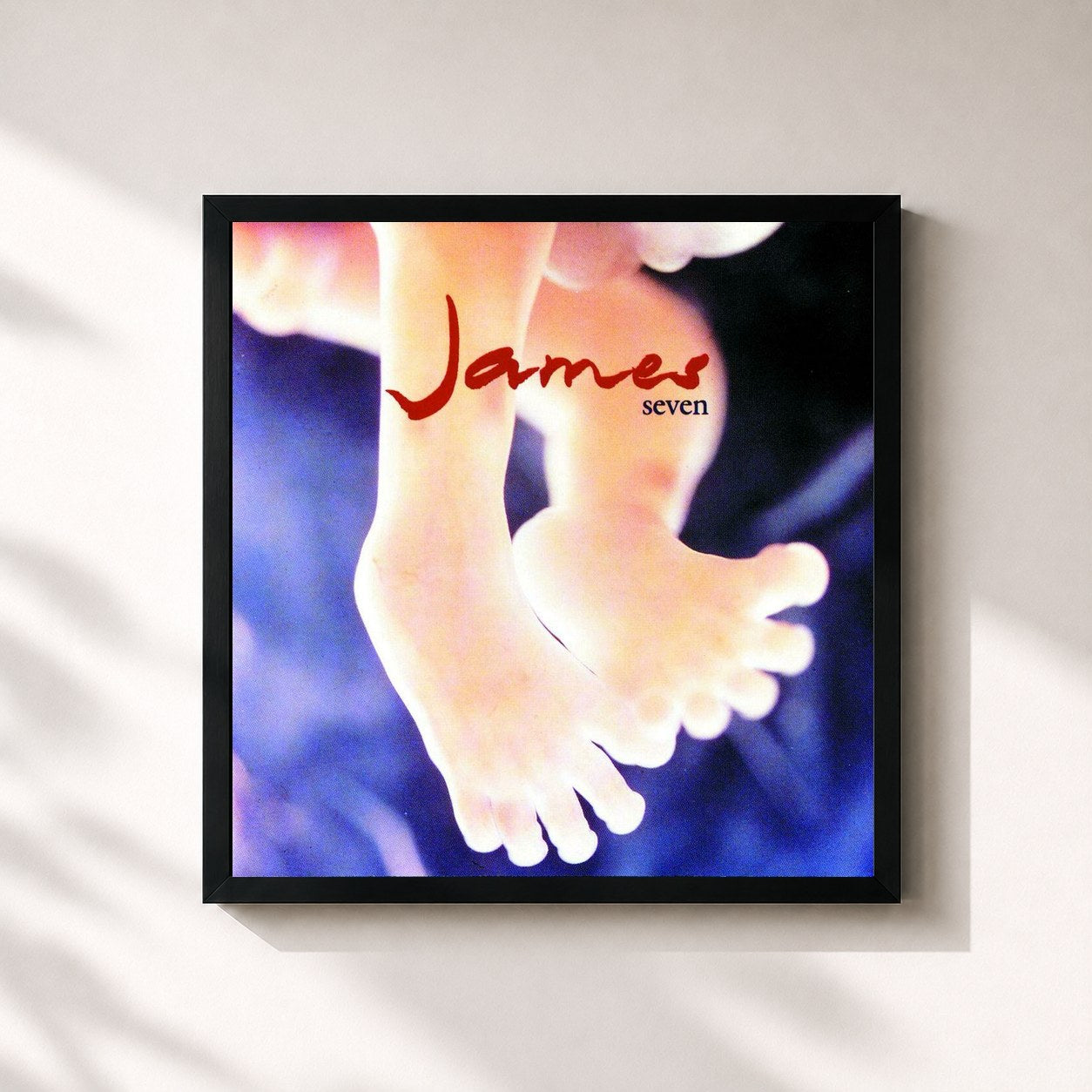 #noir Tableau carré de l'album Seven de James, cadre noir 32x32 cm